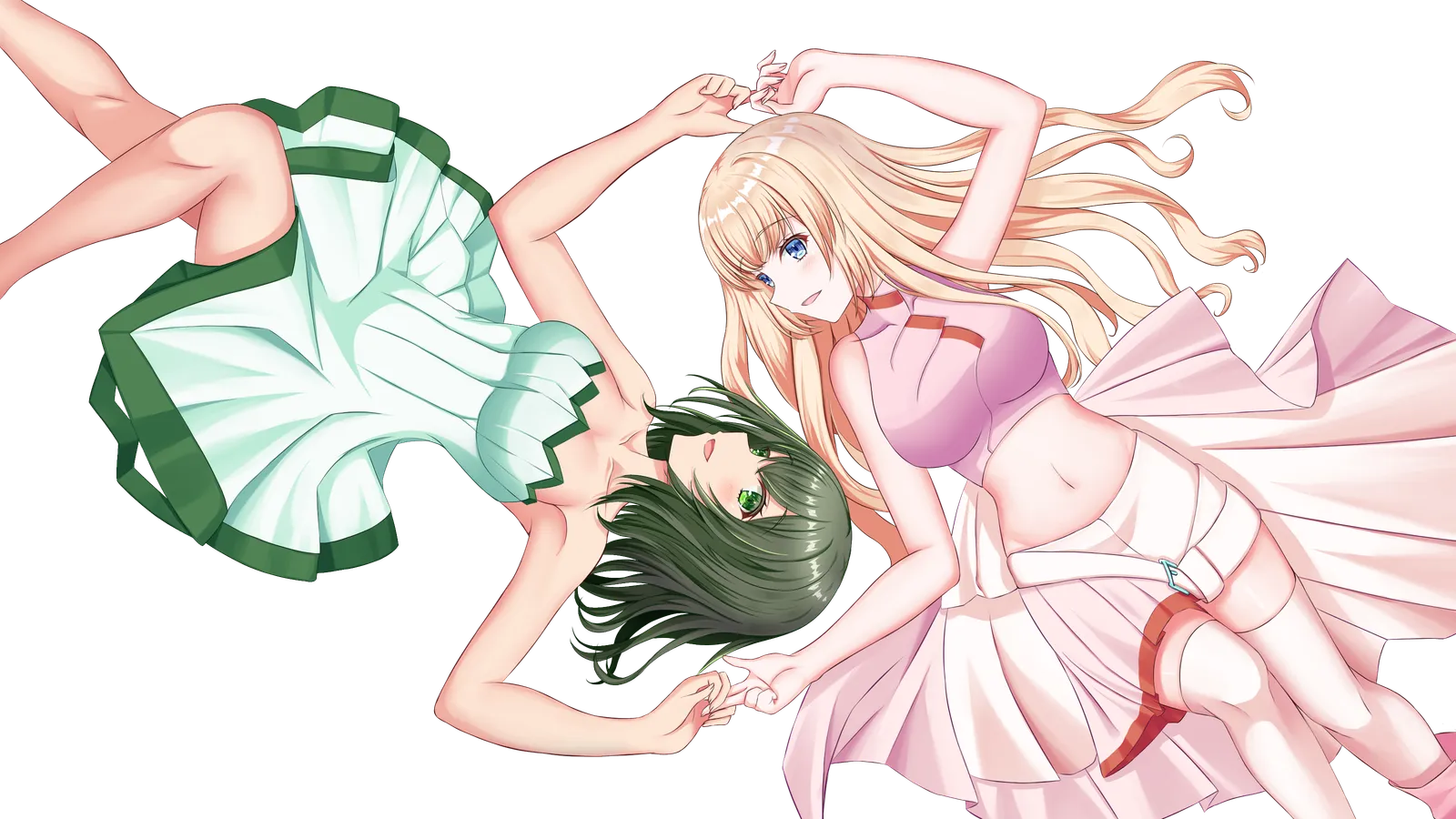 女の子が2人寝ているイラスト