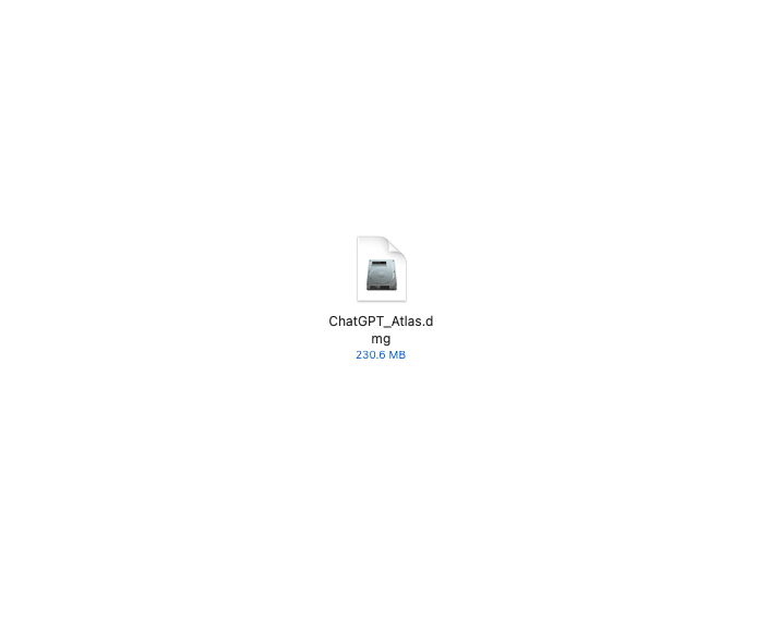 chatGPT Atlasのインストーラを起動