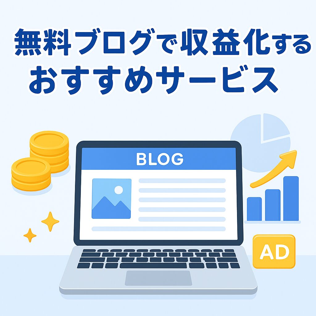 無料で始められるブログ収益化のおすすめサービス5選｜初心者でも副業で稼げる仕組みを解説！の記事アイキャッチ画像